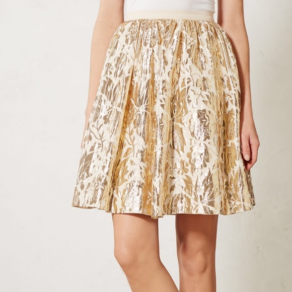 Anthropologie Golden Floral Skirt size 12 - Picture 1 of 4
